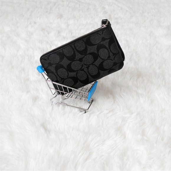 Coach Signature PVC Leather Corner Zip Wristlet - Picture 2 of 12